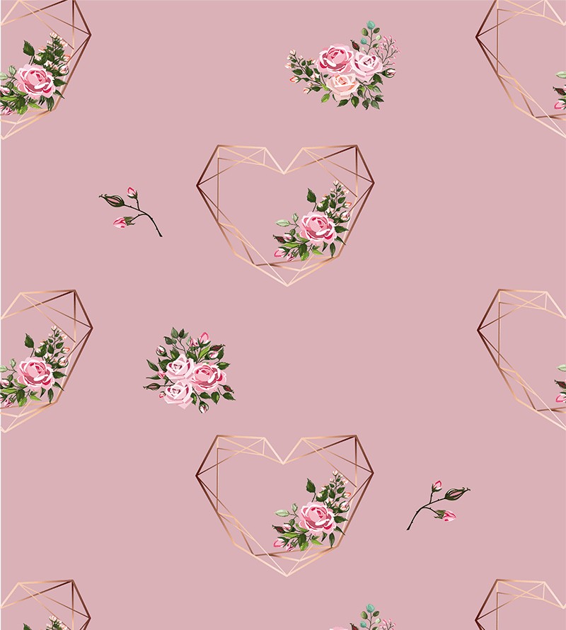 Papel de Parede Flor e Coração Rosê