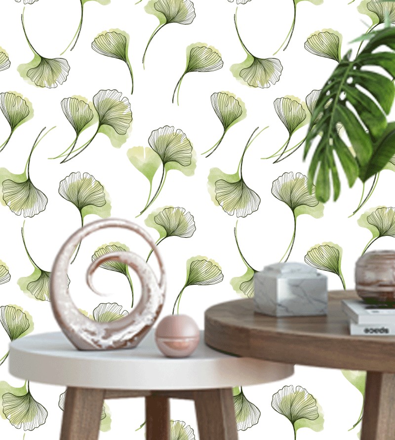 Papel de Parede Folhagem Verde