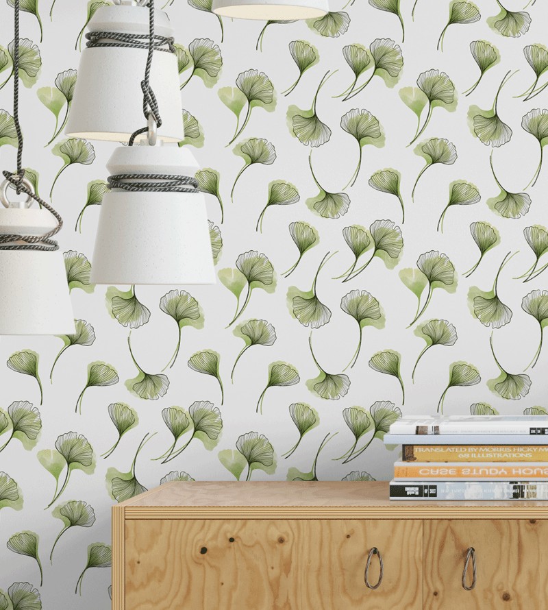 Papel de Parede Folhagem Verde