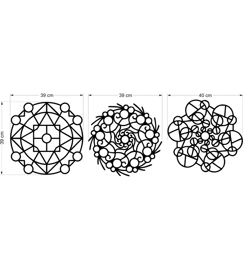 Trio Quadros Mandalas Placas Decorativo 40cm...