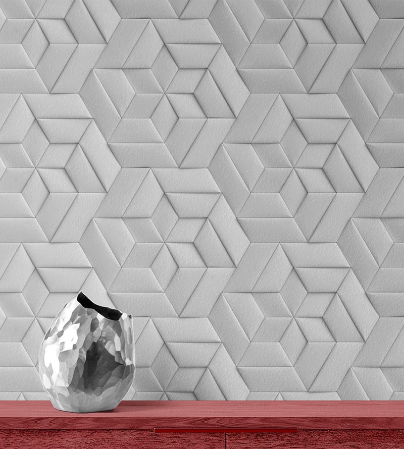 Papel De Parede 3D Cinza Geométrico