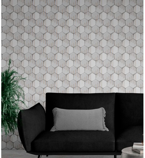 Papel de Parede 3D Hexágono...