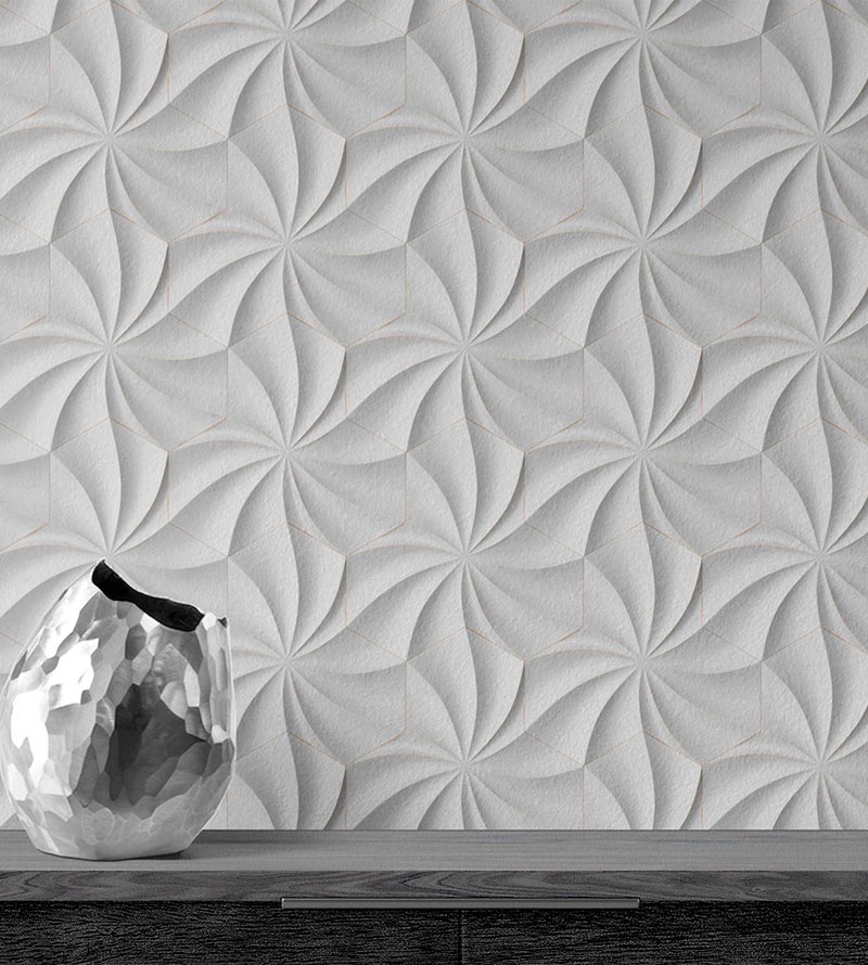 Papel De Parede Efeito Gesso 3D Geométrico