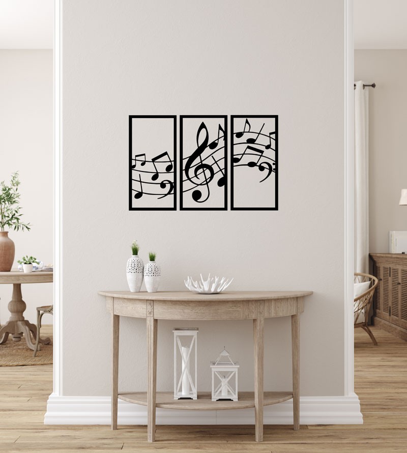 Quadro Decorativo Notas Musicais Preto