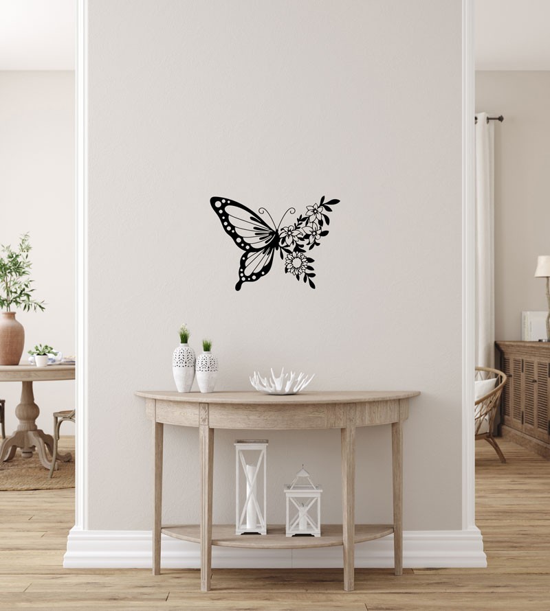 Quadro Decorativo Borboleta Floral Preto