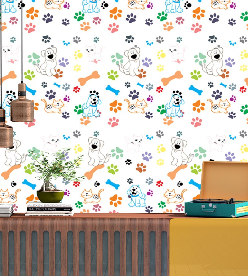 Papel De Parede Adesivo de pegadas e cachorros