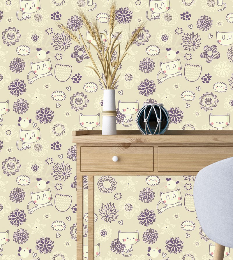 Papel De Parede Adesivo Gatinhos Delicados