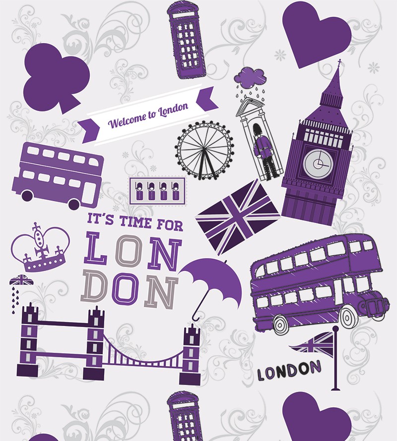 Papel De Parede Sala e Quarto Londres Roxo