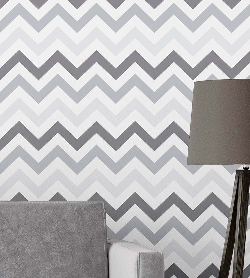 Papel de Parede Chevron em Tons de Cinza