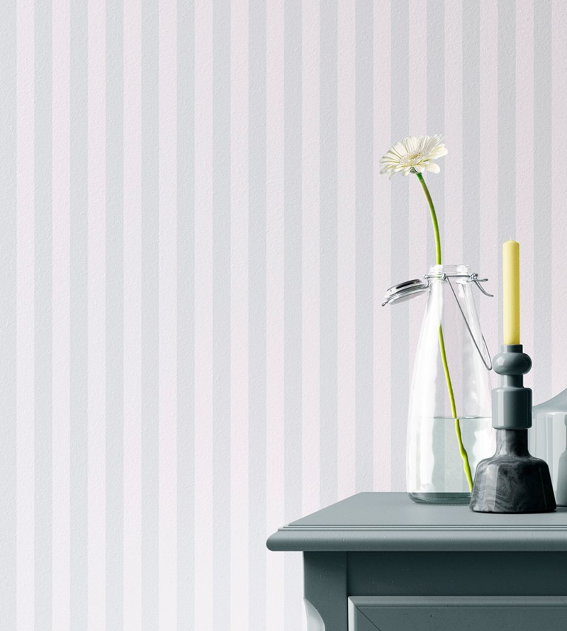 Papel de Parede Listrado Cinza Claro e Branco