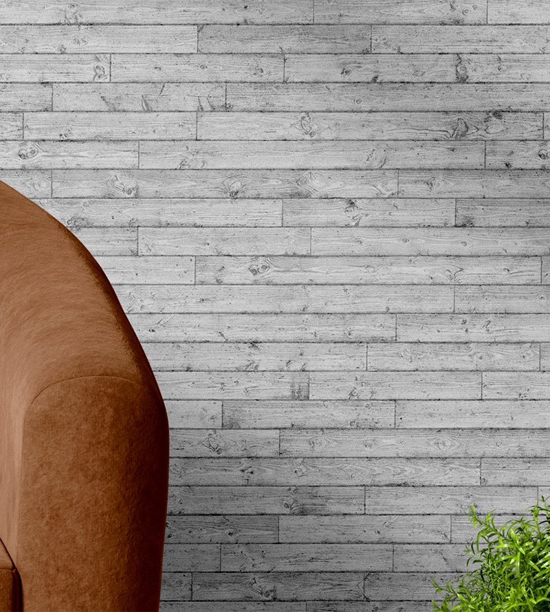 Papel de Parede Estilo Madeira Deck Cinza