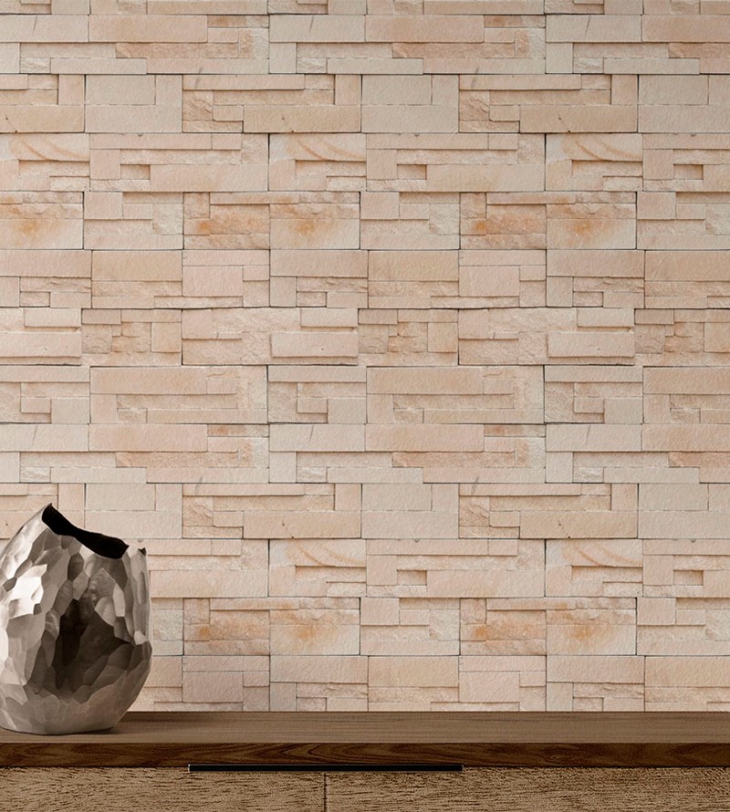 Papel de Parede 3D Pedras Canjiquinhas Bege