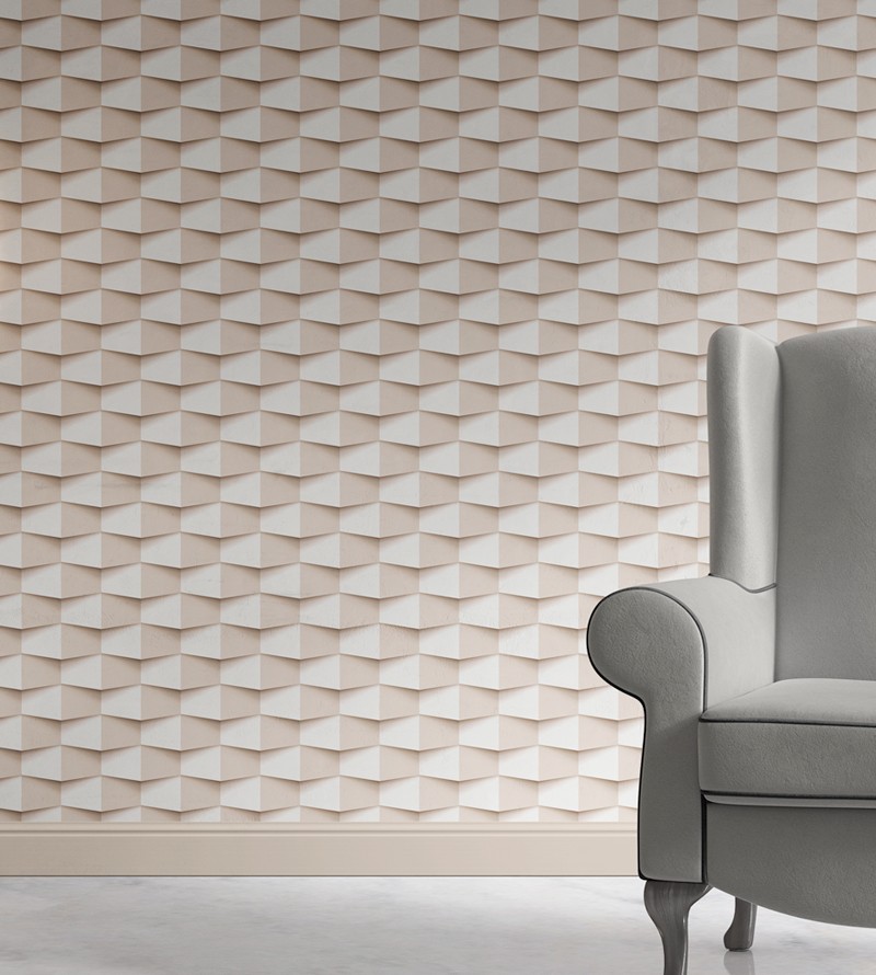 Papel de Parede 3D Geométrico Bege