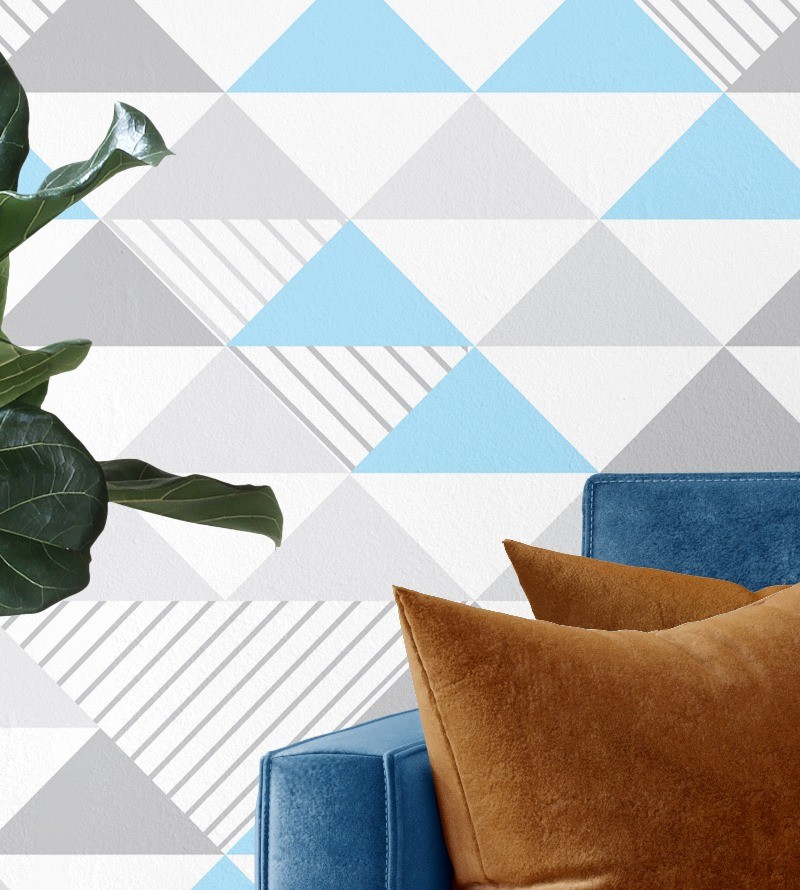 Papel de Parede Geométrico Triângulos Azuis