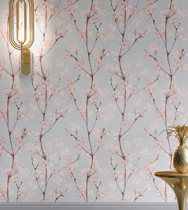 Papel de Parede Floral Cerejeira Botânico Rosa