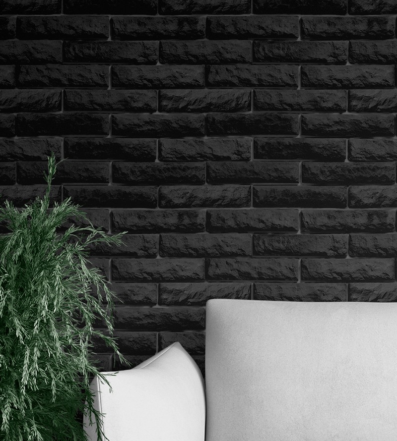 Papel De Parede Adesivo Tijolo Preto