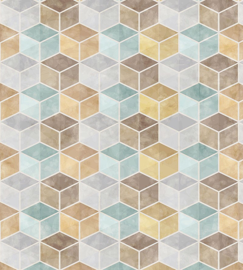 Papel de Parede Geométrico Cubos Colorido