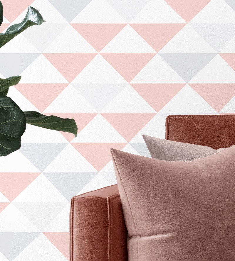 Papel de Parede Triângulos em Tons Rosa