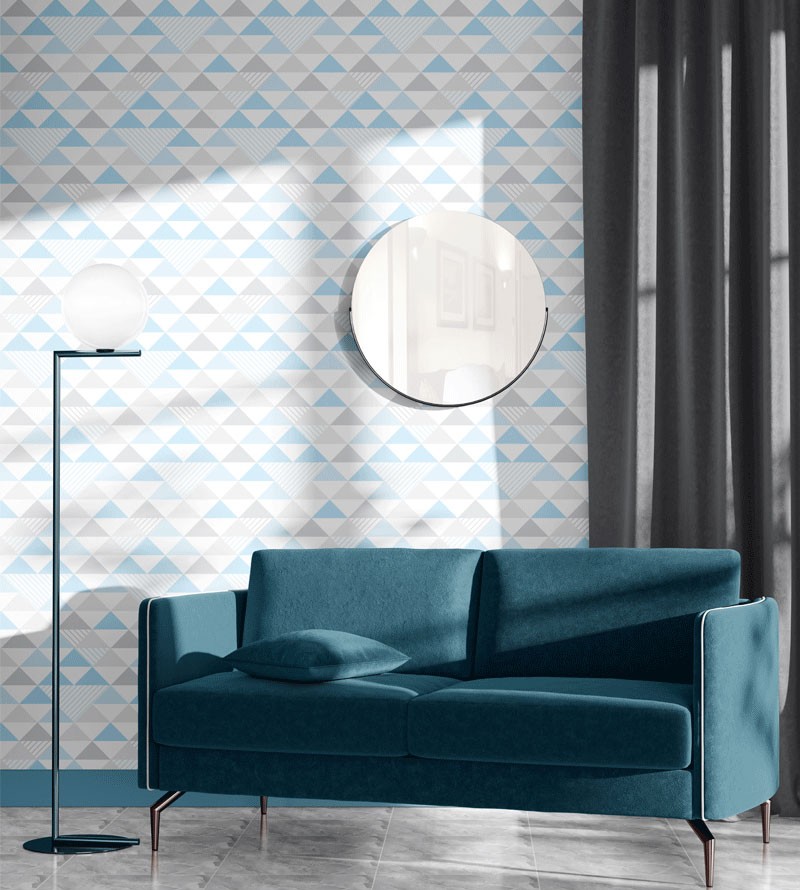 Papel de Parede Triângulos Infantil em Tons de...