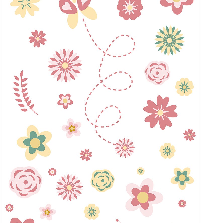 Papel de Parede Flores com Fundo Branco
