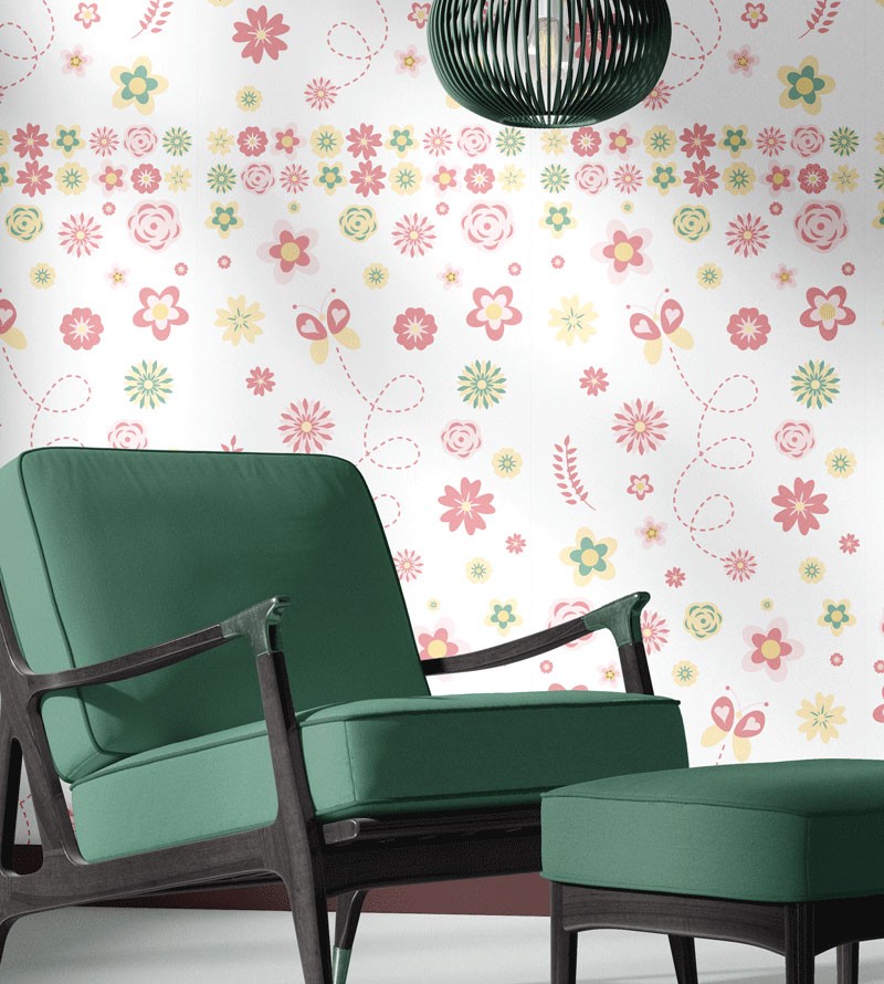 Papel de Parede Flores com Fundo Branco