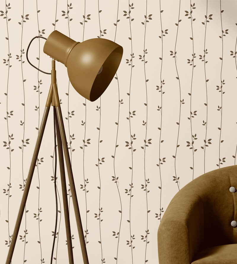 Papel de Parede Floral com Fundo Bege