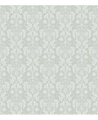 Papel de parede em tons cinza e verde - Damask 23