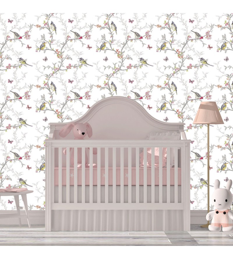 Papel de Parede Infantil Pássaro Bird Aquarela