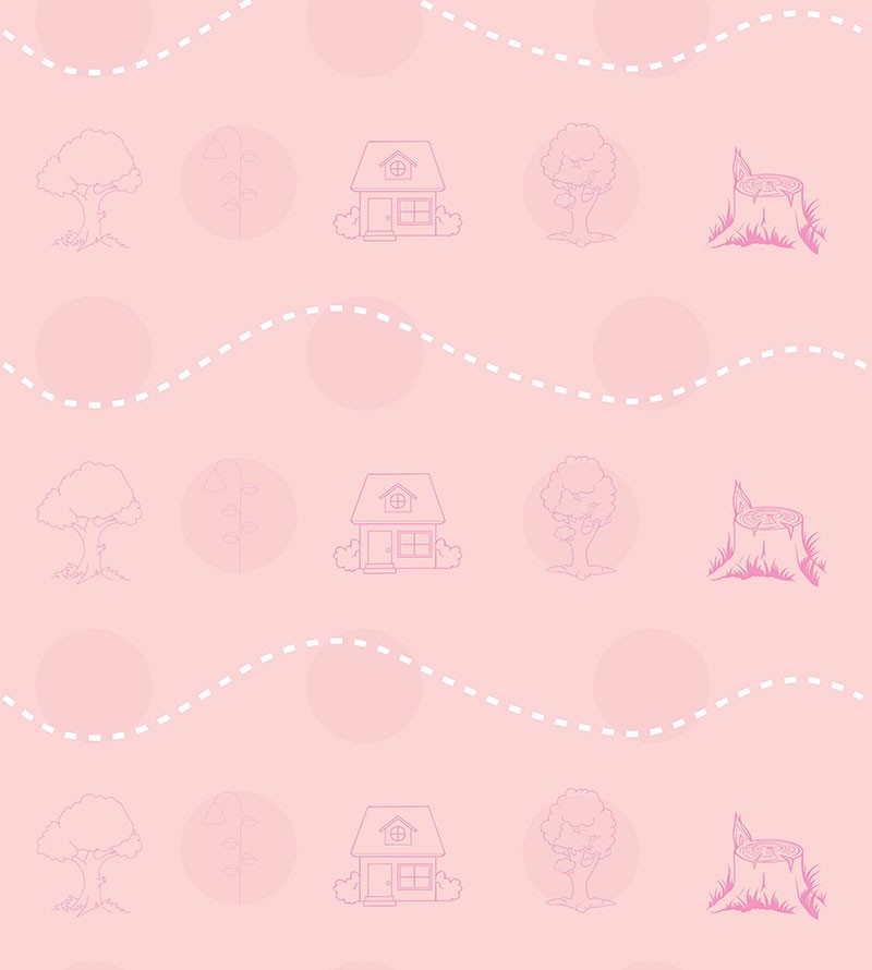 Papel de Parede Infantil Casinha em Tons de Rosa