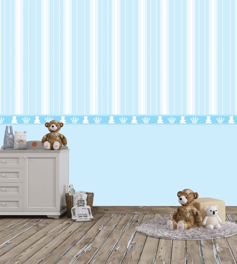 Papel de Parede Infantil em Tons de Azul Bebê