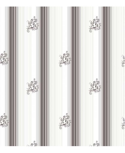 Papel de parede com fundo branco, com e listras e detalhes em tons de cinza - Casual 41