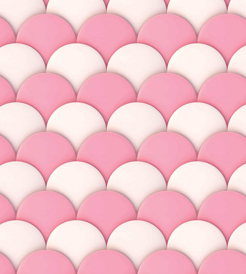 Papel de Parede Arcos Sereia em Tons Rosa e Branco