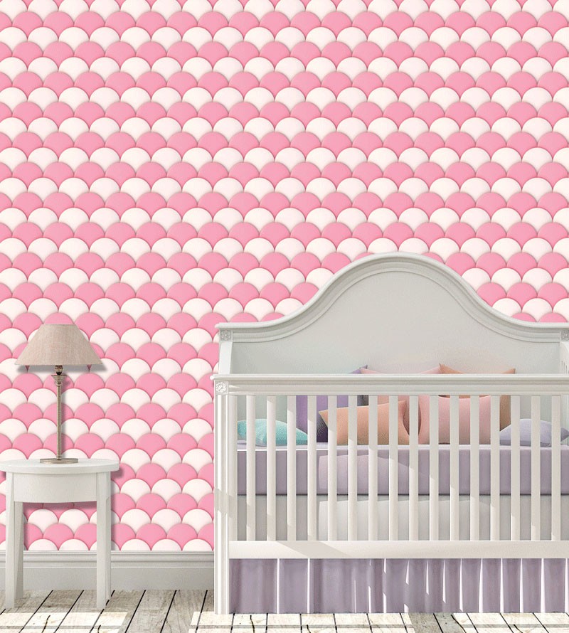 Papel de Parede Arcos Sereia em Tons Rosa e Branco