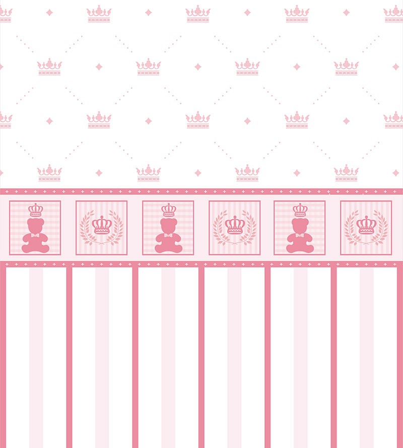 Papel de Parede Ursinho em Tons de Rosa