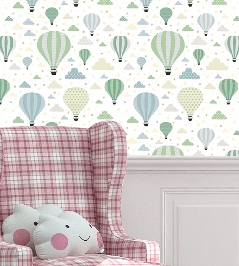 Papel de Parede Infantil Balões e Nuvens