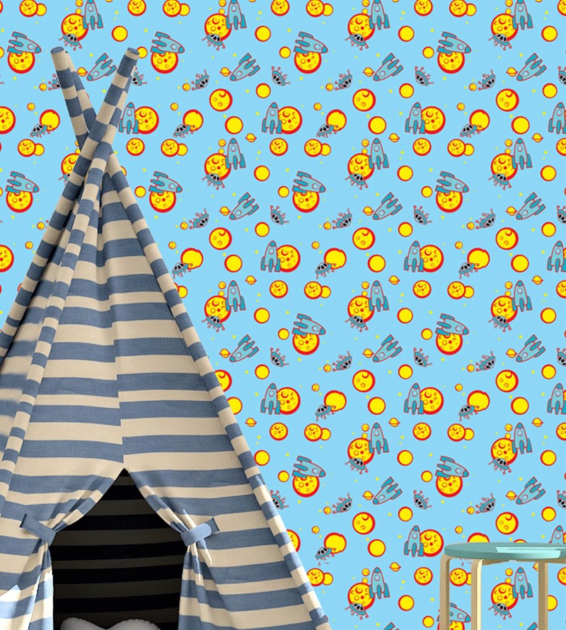 Papel de Parede Espacial com Fundo Azul Claro