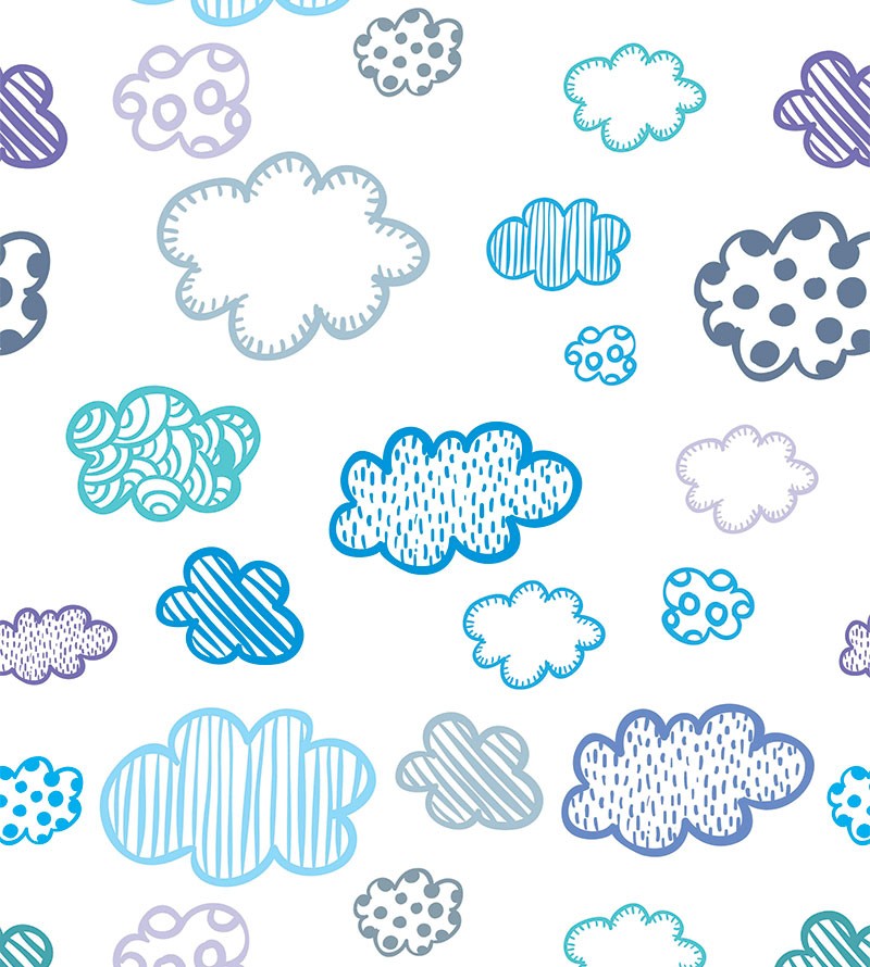 Papel de Parede Infantil Nuvens Variadas