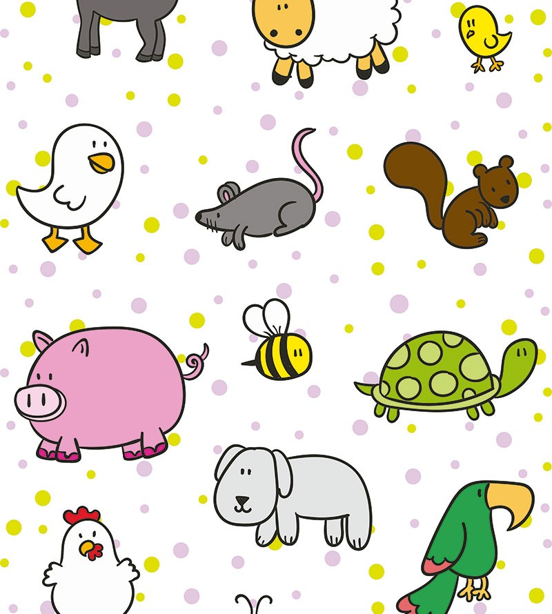 Papel de Parede Infantil Animais
