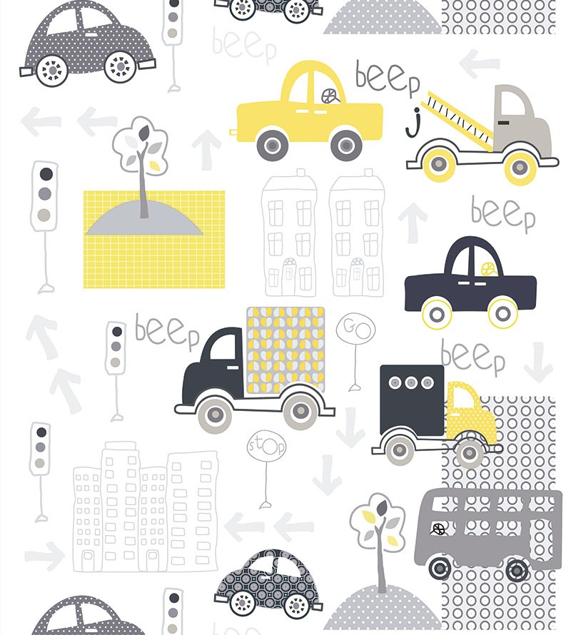 Papel de Parede Infantil Carrinhos