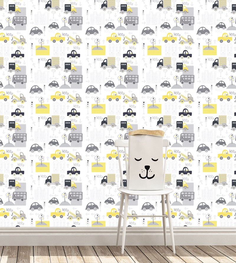 Papel de Parede Infantil Carrinhos