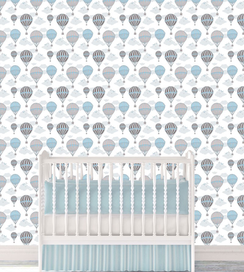 Papel de Parede Infantil Balões em Tons Claro