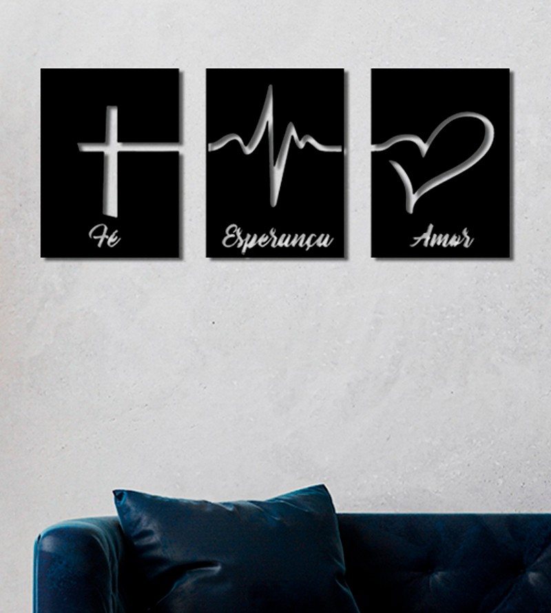 Quadros Decorativos Mosaico Fé, Esperança e...