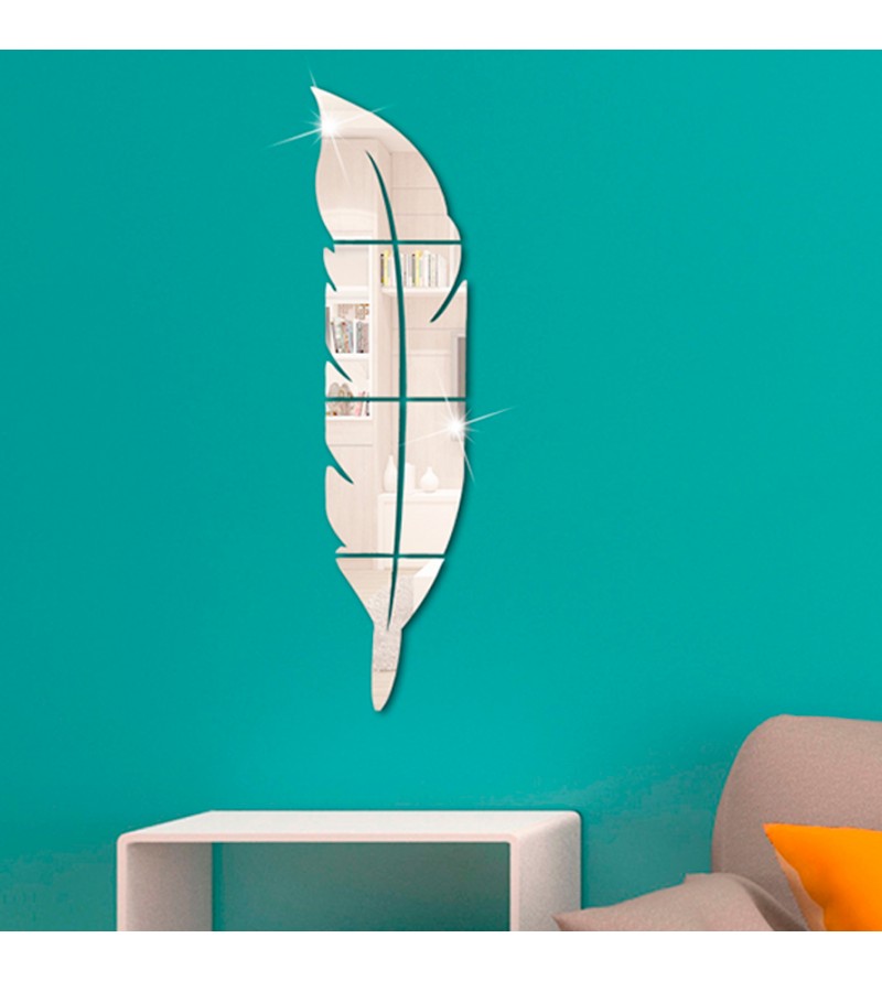 Pena Enfeite Decorativo em Acrílico Prata