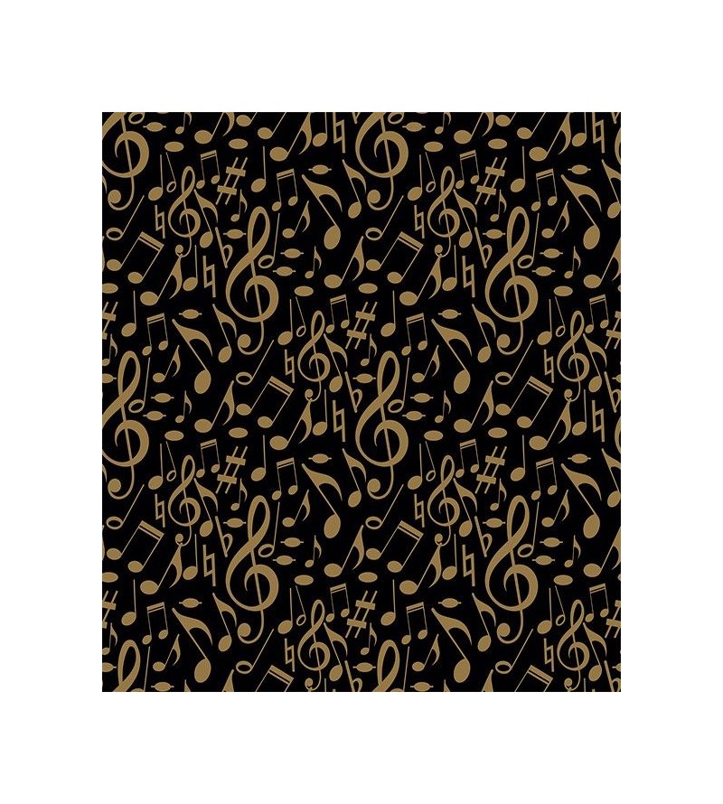 Papel de parede Notas Musicais Claves Em Preto e Dourado - Notas 08