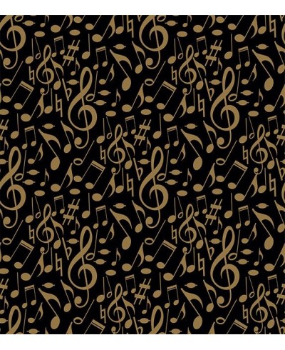 Papel de parede Notas Musicais Claves Em Preto e Dourado - Notas 08