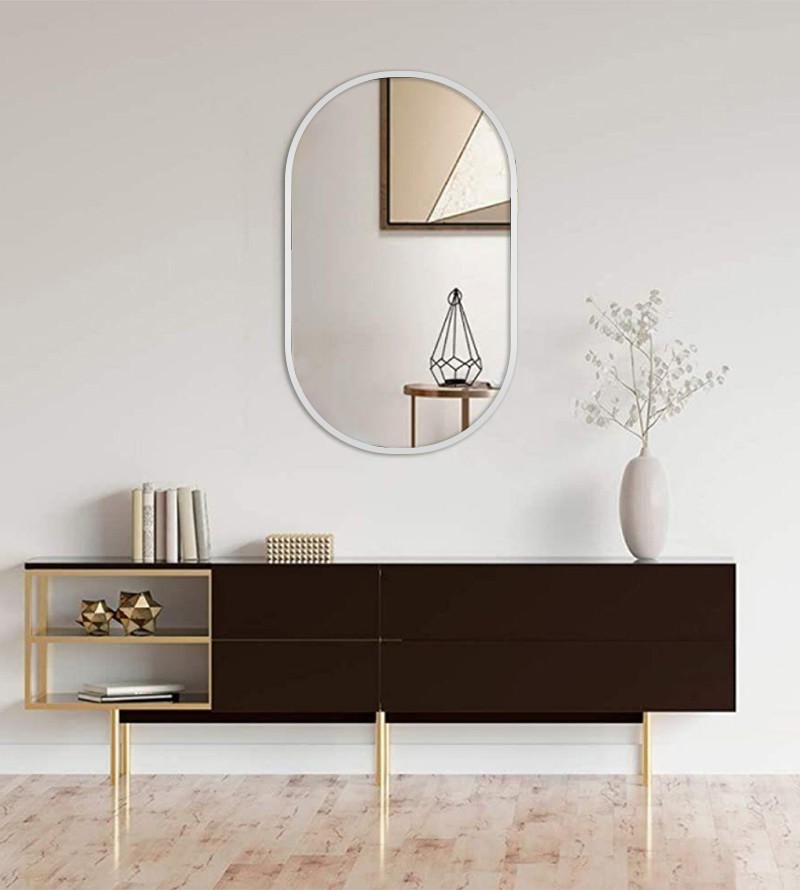 Espelho Oval Madrid com Moldura Prata