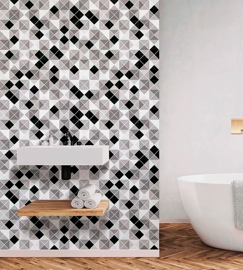 Azulejo Ladrilho Triângulos em Tons de Cinza