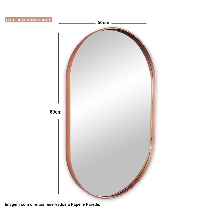 Espelho Oval Madrid com Moldura Rose Gold