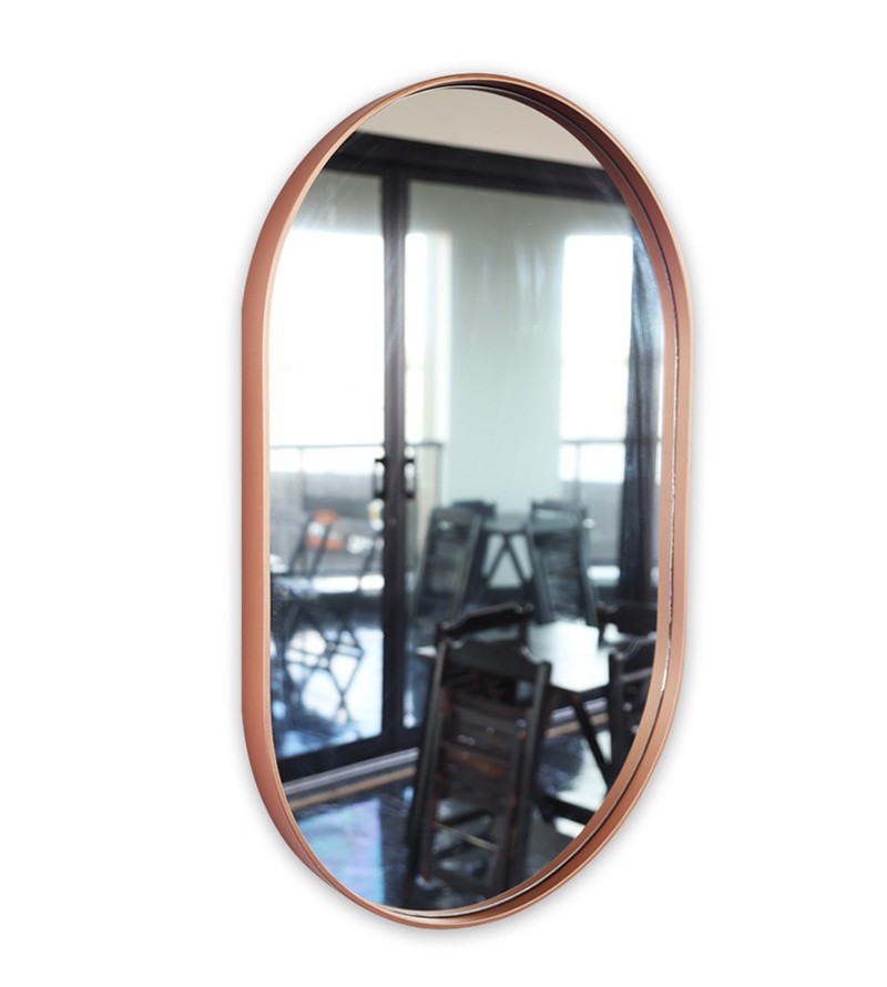 Espelho Oval Madrid com Moldura Rose Gold