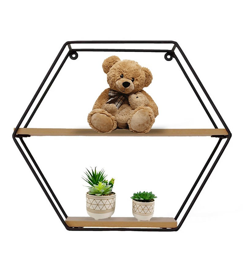 Prateleira Preta Hexagonal Aramado com 02...